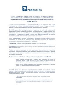 carta aberta da associação brasileira da rede unida em defesa da