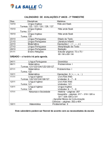 CALENDÁRIO DE AVALIAÇÕES 2º ANOS - 3º