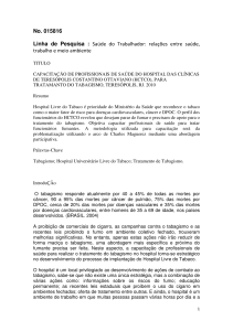 No. 015816 Linha de Pesquisa : Saúde do Trabalhador