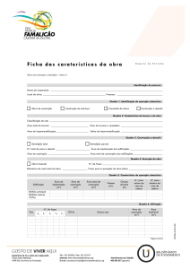 Ficha das caraterísticas da obra - Câmara Municipal de Vila Nova
