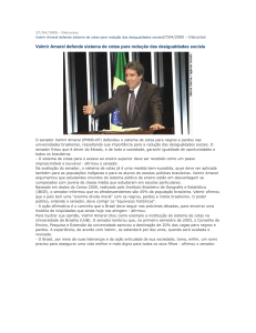 Valmir Amaral defende sistema de cotas para redução das