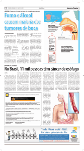 No Brasil, 11 mil pessoas têm câncer de esôfago