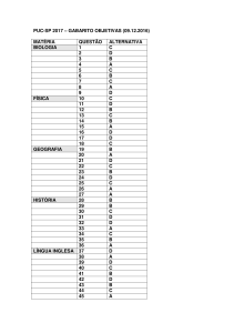 gabarito objetivas - Vestibular PUC-SP