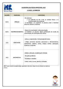 CALENDÁRIO DAS PROVAS BIMESTRAIS -2015 2º A/B/C