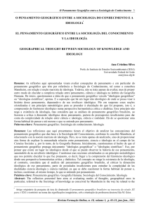 O PENSAMENTO GEOGRÁFICO ENTRE A SOCIOLOGIA DO