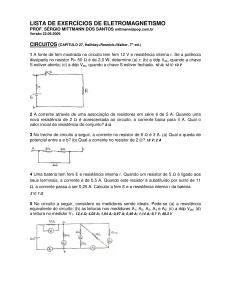 LISTA DE EXERCÍCIOS DE ELETROMAGNETISMO