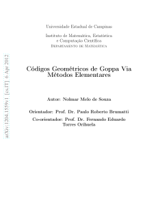 Códigos Geométricos de Goppa Via Métodos Elementares
