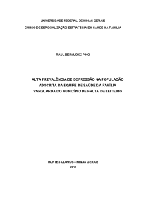 ALTA PREVALÊNCIA DE DEPRESSÃO NA POPULAÇÃO