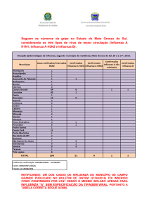 Seguem os números da gripe no Estado do Mato Grosso do Sul