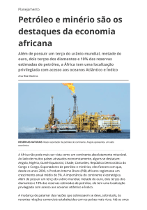 Petróleo e minério são os destaques da economia africana