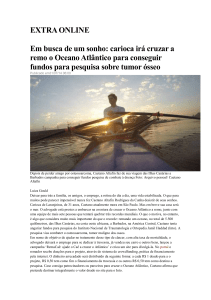 Carioca irá cruzar a remo o Oceano Atlântico para conseguir fundos
