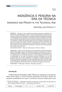 INDIGÊNCIA E PENÚRIA NA ERA DA TÉCNICA