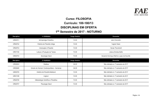 DISCIPLINAS EM OFERTA 1ºº Semestre de 2017