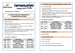 Avaliações Cumulativas 6ºs anos (4º bim) Manhã