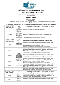 XIV MOSTRA CULTURAL do EIC 27 a 30 de outubro de 2015