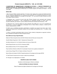 Portaria Conjunta SARE/ATI n.° 002 , de 12/01/2006