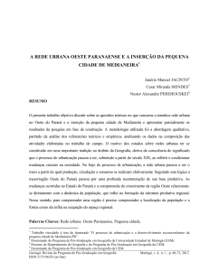 a rede urbana oeste paranaense e a inserção da pequena cidade