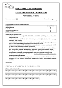 Caderno de Prova Professor de Artes II