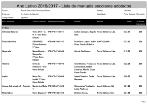 Ano Letivo 2016/2017 - Lista de manuais escolares adotados