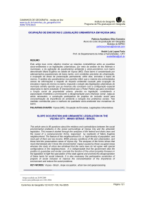 OCUPAÇÃO DE ENCOSTAS E LEGISLAÇÃO URBANÍSTICA