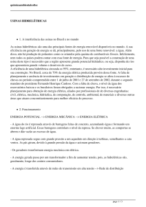 USINAS HIDRELÉTRICAS 1. A interferência das usinas no Brasil e