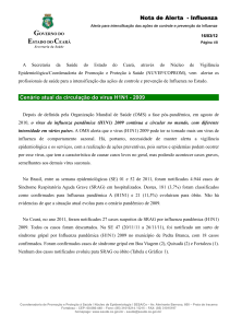 Nota de Alerta - Influenza Cenário atual da circulação do vírus