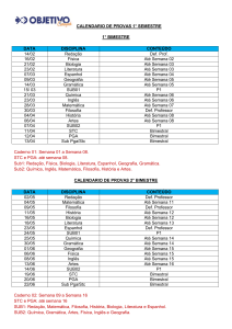 Calendario de provas Caragua