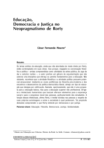 Educação, Democracia e Justiça no Neopragmatismo de Rorty