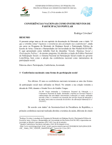 CONFERÊNCIAS NACIONAIS COMO INSTRUMENTOS DE