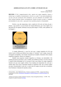 ABORDAGEM QUALITATIVA SOBRE ATIVIDADE SOLAR RESUMO