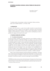 Economia solidária no brasil: novas formas de relação de