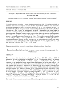 Produção e disponibilidade de nutrientes para mamoneira (Ricinus