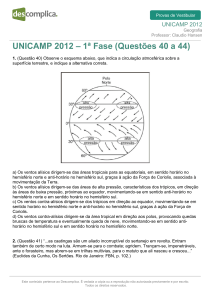 UNICAMP 2012 – 1ª Fase (Questões 40 a 44)