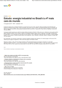 Estudo: energia industrial no Brasil é a 4ª mais cara do mundo