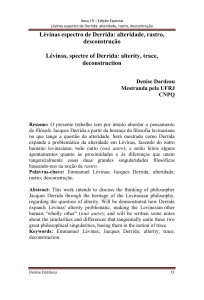 Lévinas espectro de Derrida: alteridade, rastro, desconstrução