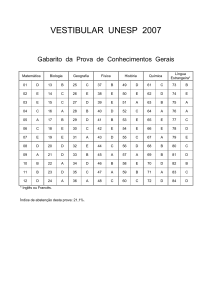 VESTIBULAR UNESP 2007