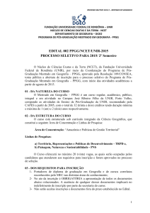 EDITAL 002 PPGG/NCET/UNIR-2015 PROCESSO SELETIVO