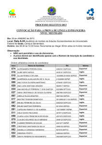 INSCRIÇÕES PARA O MESTRADO