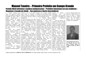 Manoel Taveira – Primeiro Prefeito em Campo Grande