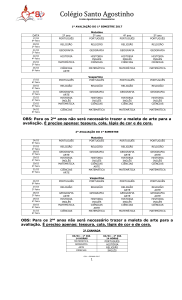 Horário de Provas 1º Bim 2º ao 5º ano