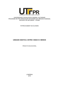 unidade didática: entre o mais e o menos