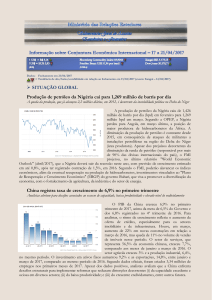 SITUAÇÃO GLOBAL Produção de petróleo da Nigéria cai para