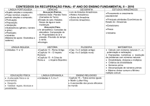 CONTEÚDOS DA RECUPERAÇÃO FINAL