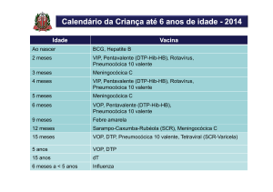 Calendário da Criança até 6 anos de idade Calendário da Criança