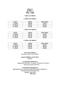 tabela de preços 2 vezes por semana filho sócio