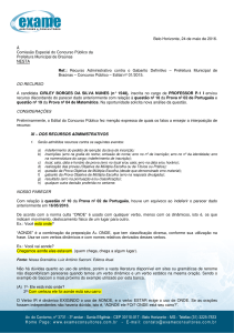 Belo Horizonte, 24 de maio de 2016. À Comissão Especial do