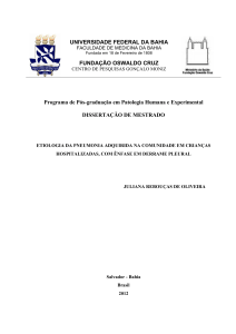 Juliana Rebouças de Oliveira Etiologia da pneumonia adquirida