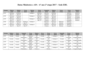 Datas Minitestes e APs – 6º ano 2ª etapa 2017 – Sede EBS.