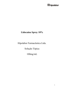 Lidocaína Spray 10% Hipolabor Farmacêutica Ltda. Solução Tópica