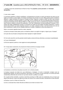 3ª série EM - Questões para a RECUPERAÇÃO FINAL – RF 2016